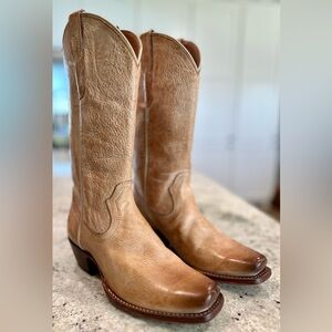 Classic Tan Leather Western Heeled Boots